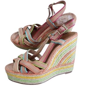 Kate Spade Laden Rainbow Espadrille Wedge Sandal Size 10